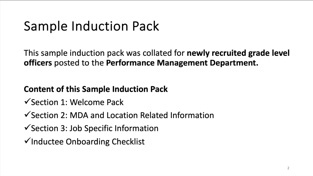 Sample MDA Induction Pack